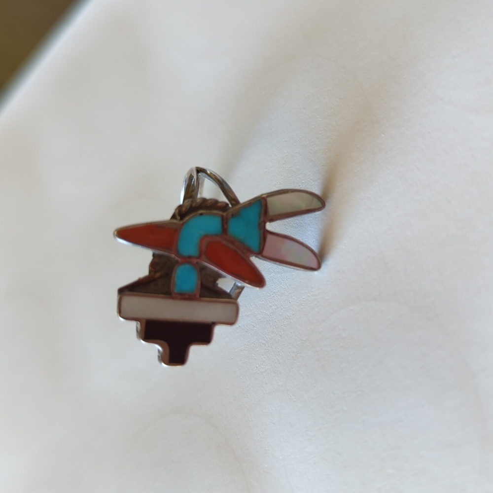 Vintage Native American Zuni Medicine Man Kachina Ring - Picture 11 of 12